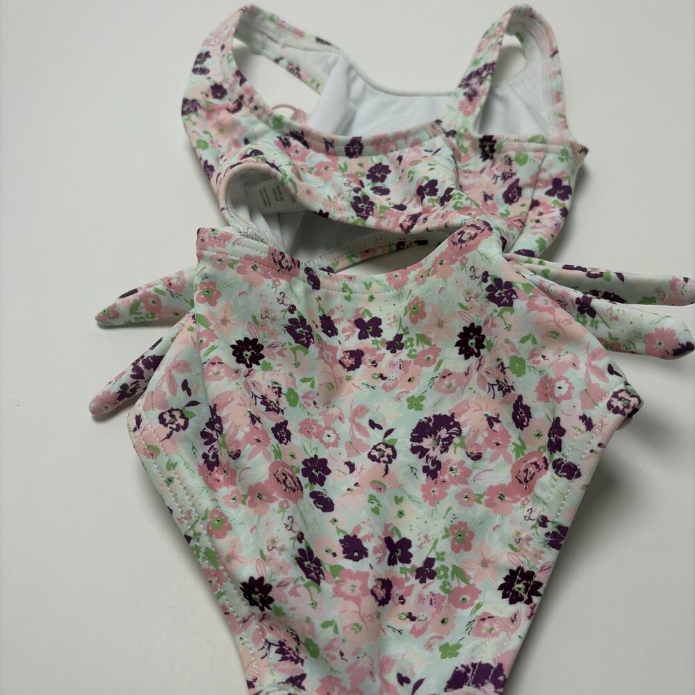 Sweet Honey Girls One Piece Swimsuit Floral Pink PurpleRuffles Bathing Suit 6M - Picture 7 of 8